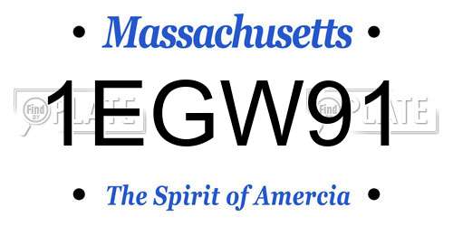 1EGW91 Massachusetts License Plate