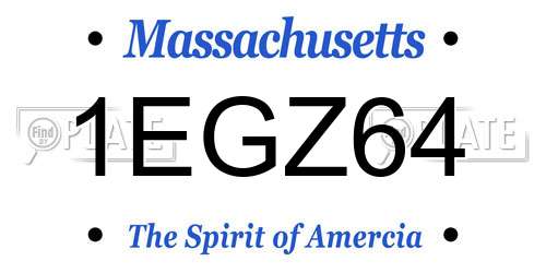 1EGZ64 Massachusetts License Plate