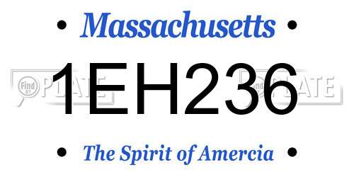 1EH236 Massachusetts License Plate