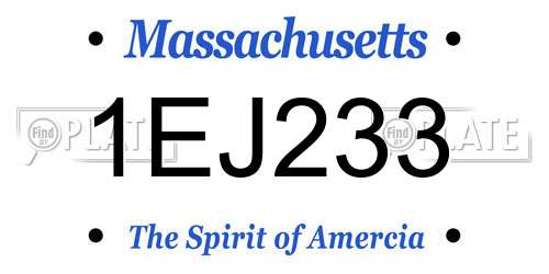 1EJ233 Massachusetts License Plate