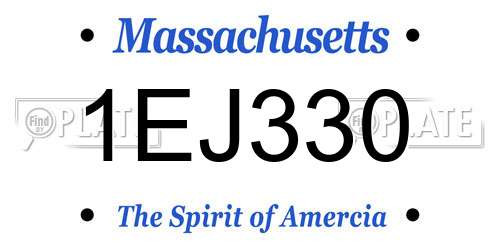 1EJ330 Massachusetts License Plate
