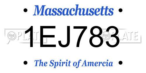 1EJ783 Massachusetts License Plate