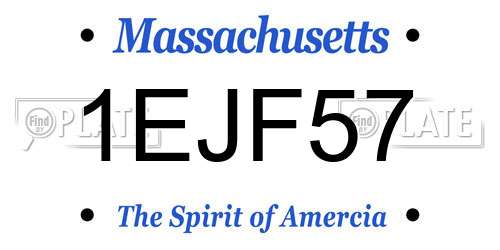 1EJF57 Massachusetts License Plate