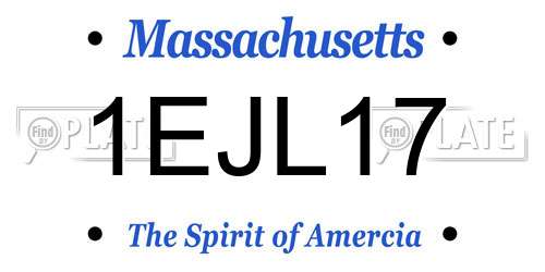 1EJL17 Massachusetts License Plate