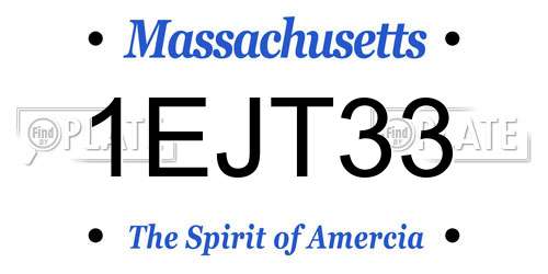 1EJT33 Massachusetts License Plate