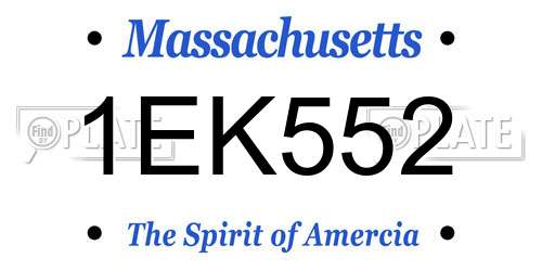 1EK552 Massachusetts License Plate