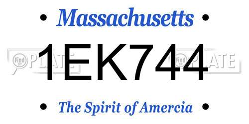 1EK744 Massachusetts License Plate