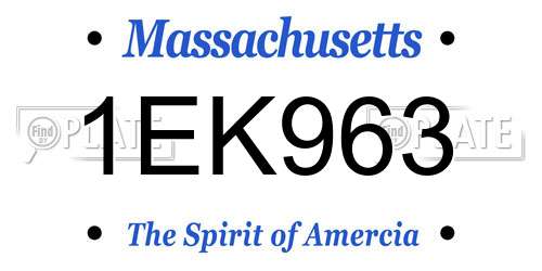 1EK963 Massachusetts License Plate
