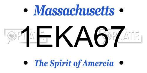 1EKA67 Massachusetts License Plate