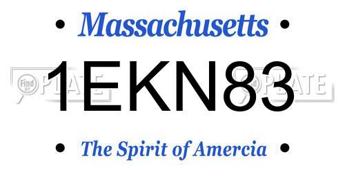 1EKN83 Massachusetts License Plate