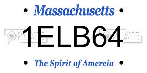 1ELB64 Massachusetts License Plate