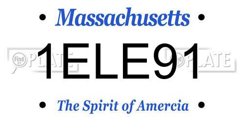 1ELE91 Massachusetts License Plate