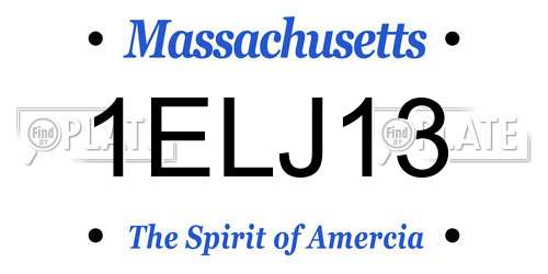 1ELJ13 Massachusetts License Plate