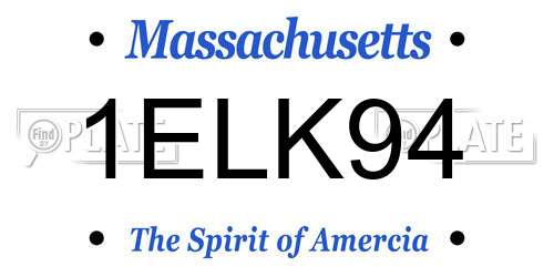 1ELK94 Massachusetts License Plate