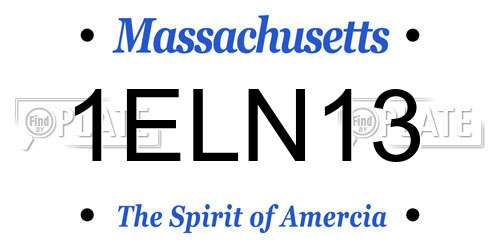 1ELN13 Massachusetts License Plate