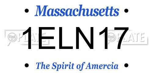 1ELN17 Massachusetts License Plate