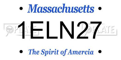 1ELN27 Massachusetts License Plate