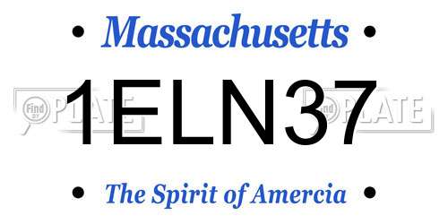 1ELN37 Massachusetts License Plate