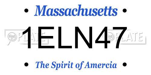 1ELN47 Massachusetts License Plate