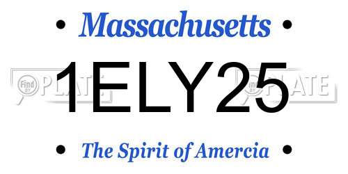 1ELY25 Massachusetts License Plate