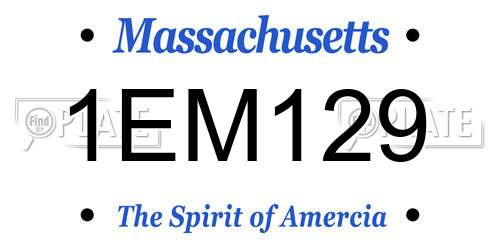 1EM129 Massachusetts License Plate