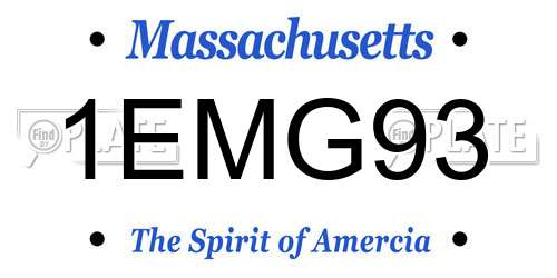 1EMG93 Massachusetts License Plate