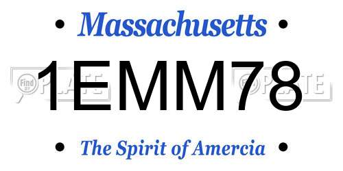 1EMM78 Massachusetts License Plate