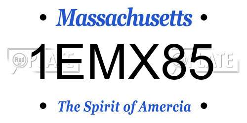 1EMX85 Massachusetts License Plate