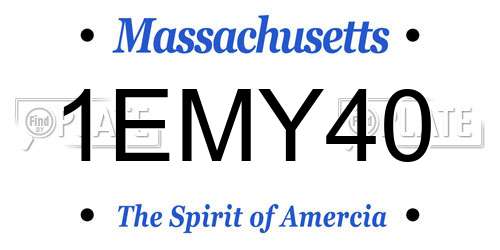 1EMY40 Massachusetts License Plate