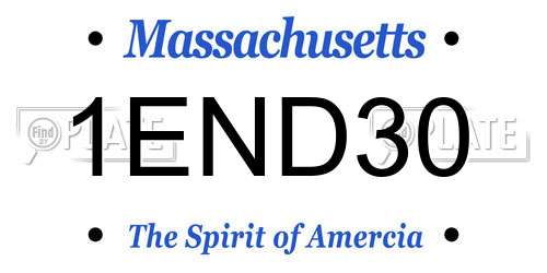 1END30 Massachusetts License Plate