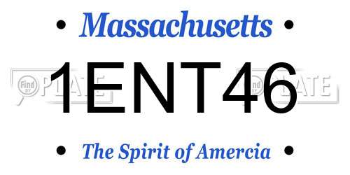 1ENT46 Massachusetts License Plate