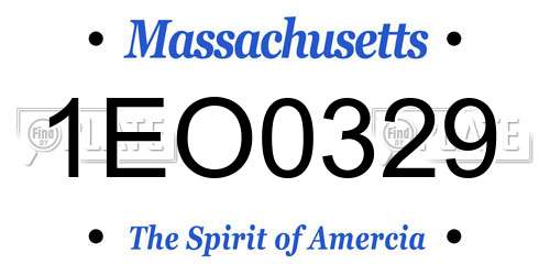 1EO0329 Massachusetts License Plate