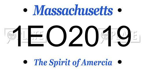 1EO2019 Massachusetts License Plate