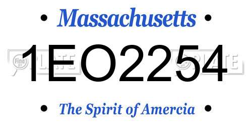 1EO2254 Massachusetts License Plate