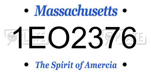 1EO2376 Massachusetts License Plate