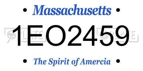 1EO2459 Massachusetts License Plate