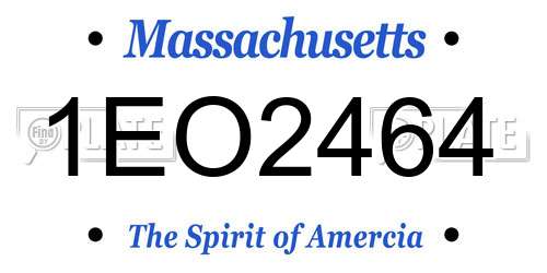 1EO2464 Massachusetts License Plate