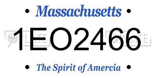 1EO2466 Massachusetts License Plate
