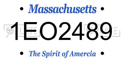 1EO2489 Massachusetts License Plate