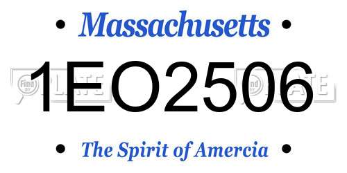 1EO2506 Massachusetts License Plate