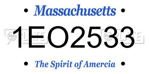 1EO2533 Massachusetts License Plate