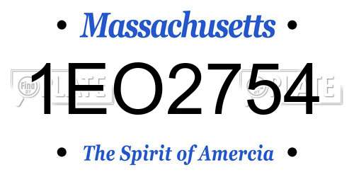 1EO2754 Massachusetts License Plate