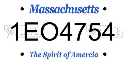 1EO4754 Massachusetts License Plate