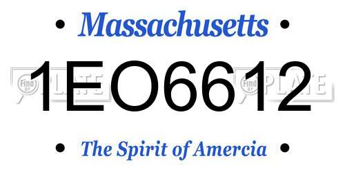 1EO6612 Massachusetts License Plate