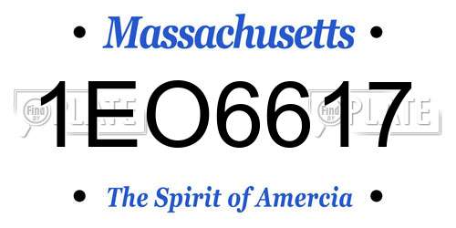 1EO6617 Massachusetts License Plate