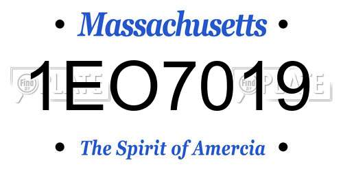 1EO7019 Massachusetts License Plate