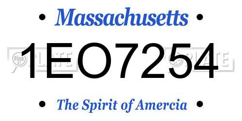1EO7254 Massachusetts License Plate