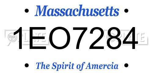 1EO7284 Massachusetts License Plate
