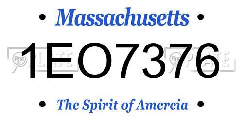 1EO7376 Massachusetts License Plate