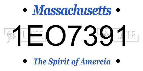 1EO7391 Massachusetts License Plate